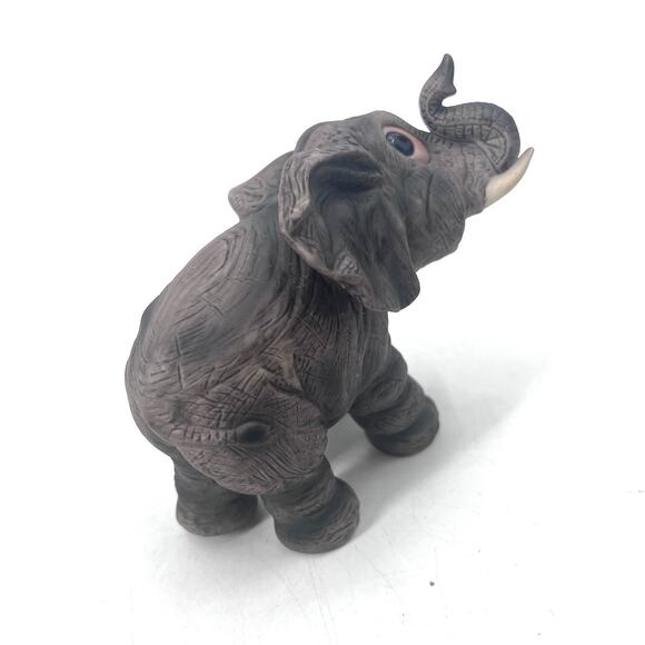 Andrea By Sadek Ceramic Baby Elephant Figurine Big Eyes Lucky Trunk Up - Picture 7 of 9